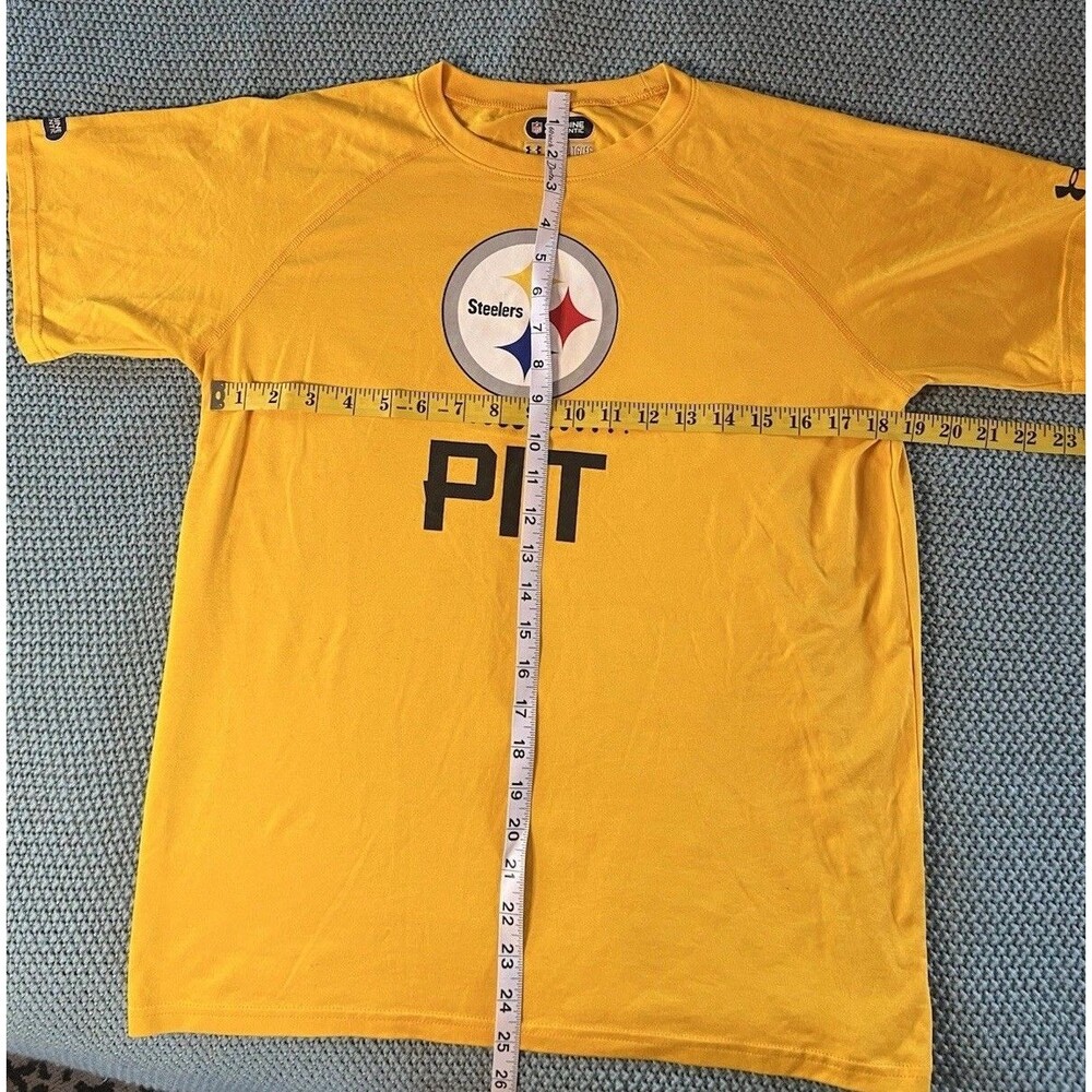 Pittsburgh Steelers Tee Shirt Youth XLarge EUC Under Armour Yellow